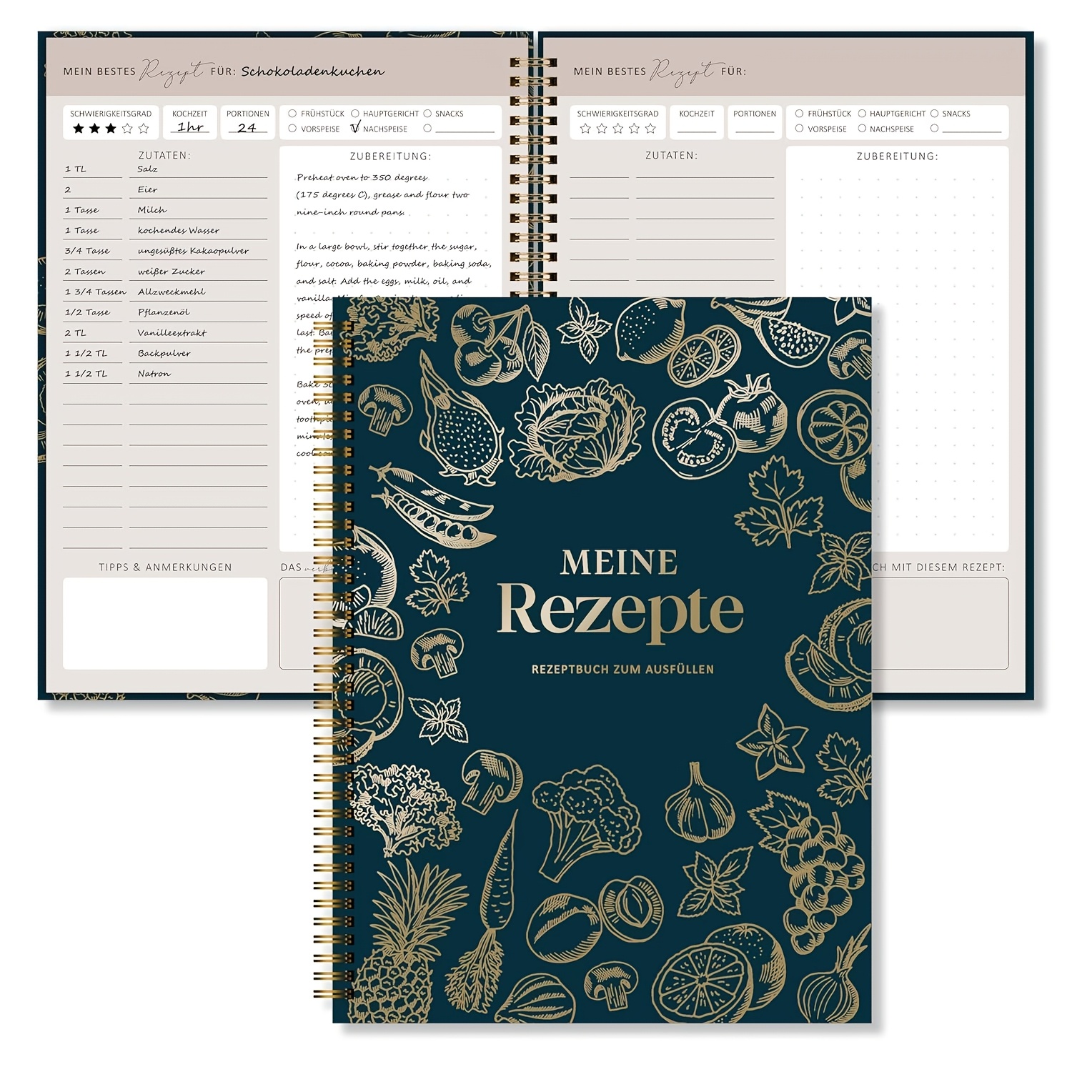 TEMU A4 Handwritten Recipe Book - 96 Pages Cookbook, Diy 85 , Baking Book | | Spiral Bound Recipe Book.