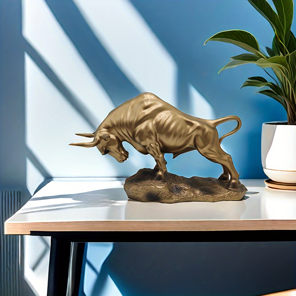 

Wall Street Charging Bull Statue - Resin Sculpture Symbolizing Courage, Wealth, Prosperity, And Power - Elegant Lines And Dynamic Strength For Home, Office, And Study Decor - Pack Of 1