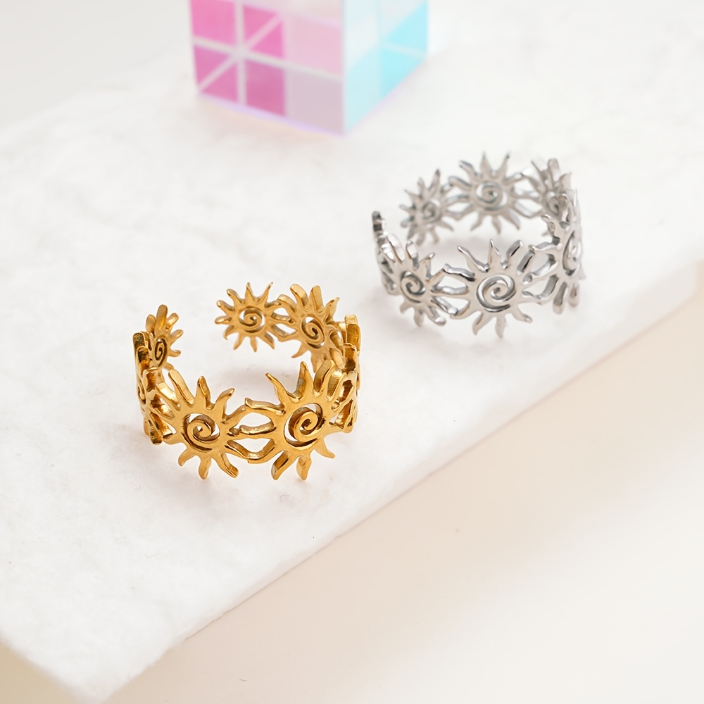 Women's 18K Gold Plated Spiral Sun Shape Ring — Bohemian Style