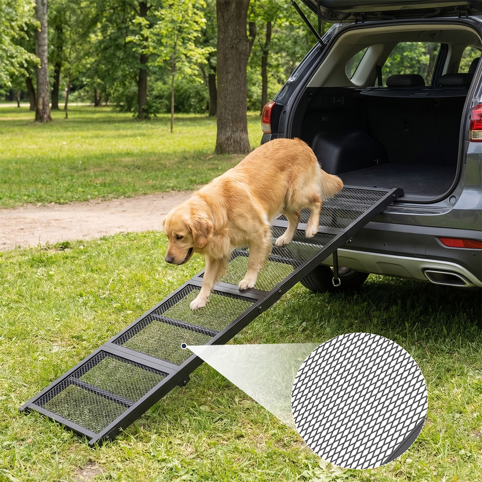 180cm Folding Dog Ramp For Bed, 4-fold Pet Ramp For Car Suv Couch, Extra Long Dog Ramp For Large Dogs Senior Pets, Non-slip Walking Surface, Portable Design, Black