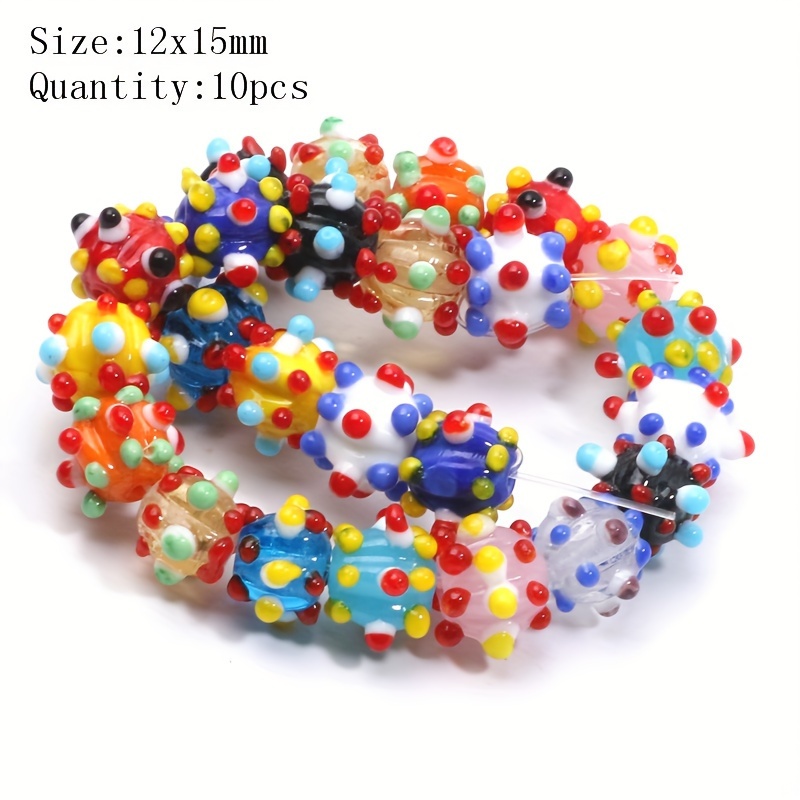 TEMU 10 Perline di vetro colorate casuali Collana Bracciale Portachiavi Perline decorative