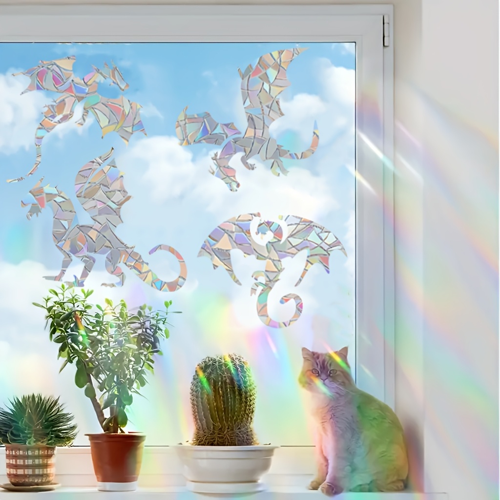 A Colorful -catching Film, Modern Pvc Static Cling Glass Sticker, Bird Collision Prevention, Suitable For Decorative Glass In Living Rooms, Bedrooms, And More