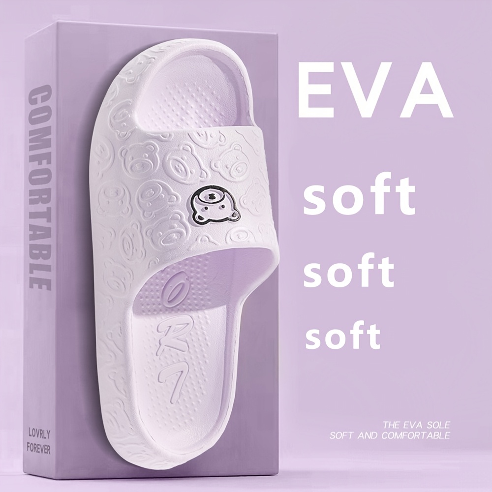 1 Pair Unisex EVA Slippers - Casual Solid Color Slip-On Slides for Summer Indoor Bathroom Shower, Soft Anti-Slip Sole Sandals with Hand Washable Inner & Insole