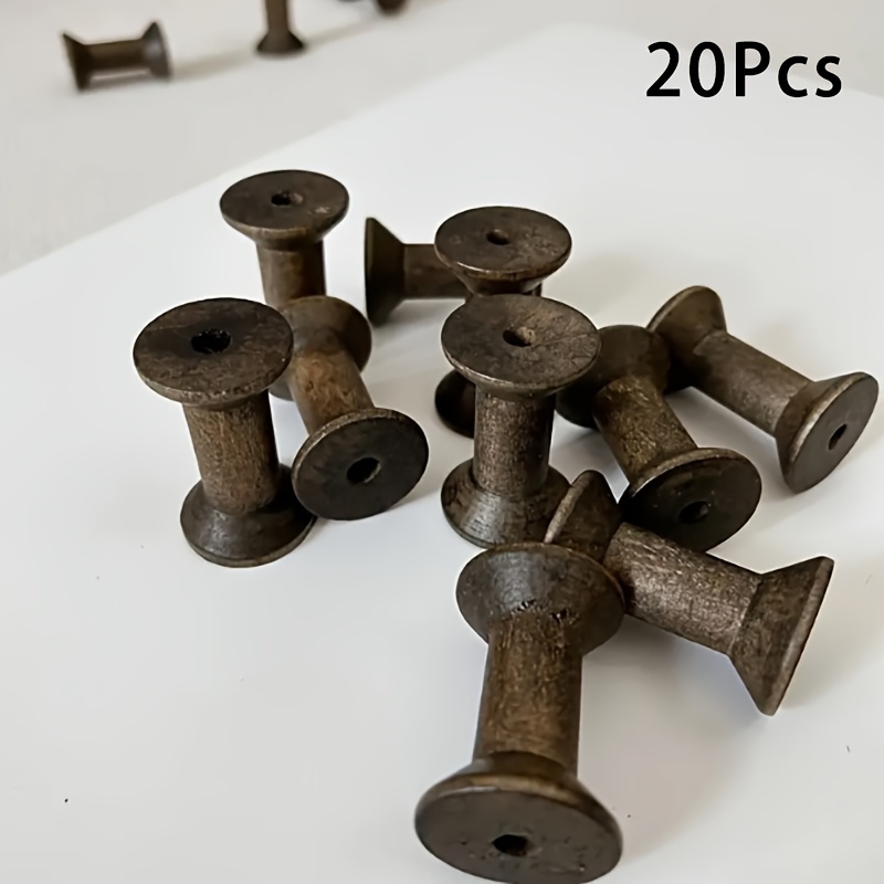 20pcs Of Vintage Wooden Spools For Projects, Suitable For Embroidery And Sewing Machine Thread Rolls