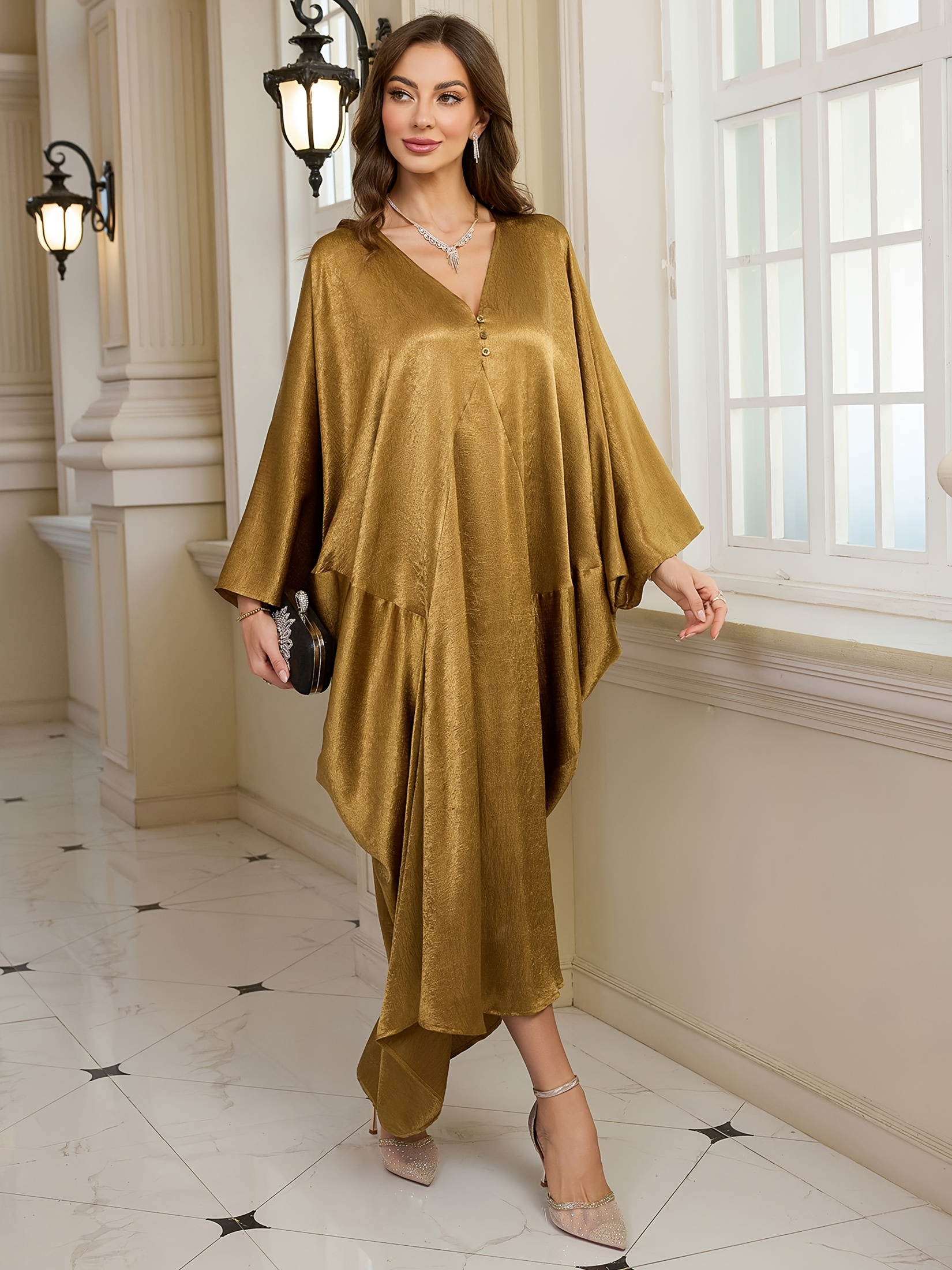 golden textured solid color irregular elegant long - Temu South Africa