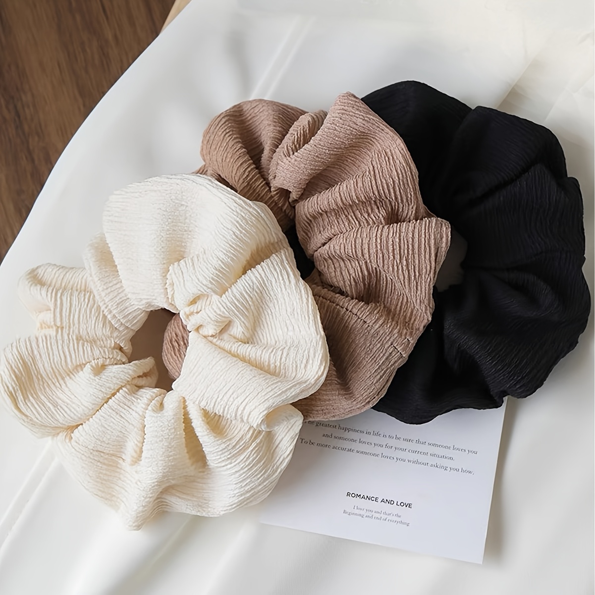 Image of 3pcs 2025 New Minimalist Classic Elegant Style Pleated Hair Ties, High-elasticity Big Hair Loops, Popular Temperament Versatile Commuting Hair Bands