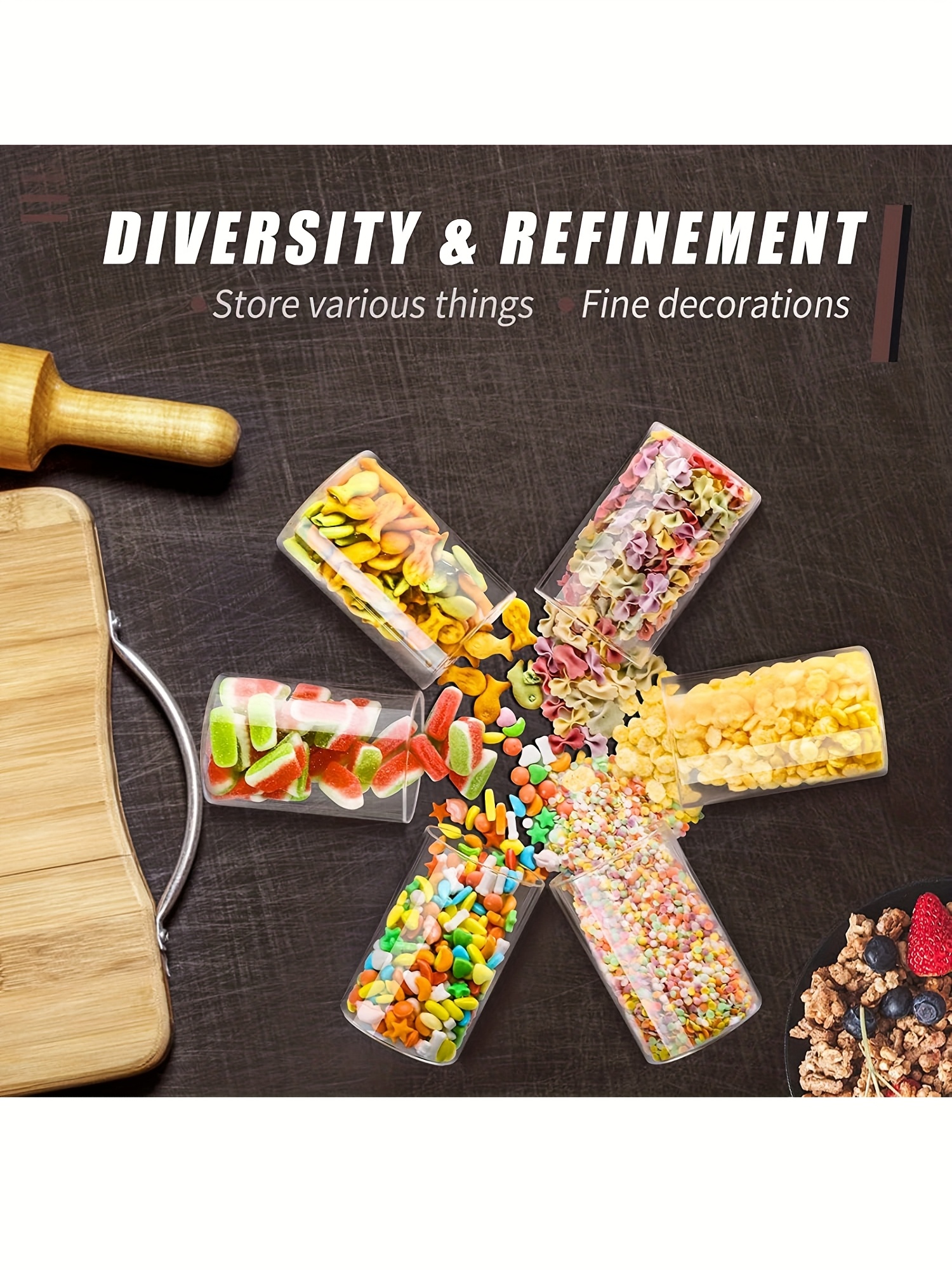 Tarros de Almacenamiento de Granos con Tapa Redonda de Madera, Tamaños 185ml/250ml/325ml, Ideales para Café y Especias, Disponibles en Juegos de Seis/Ocho/Diez