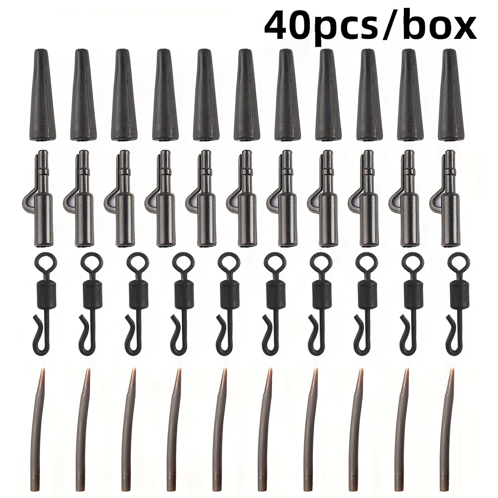 TEMU Set de accesorios de pesca de carpa de 40 piezas, portátil, de pesca de línea de grande europeo, adicionales, equipo de pesca de carpa europea,