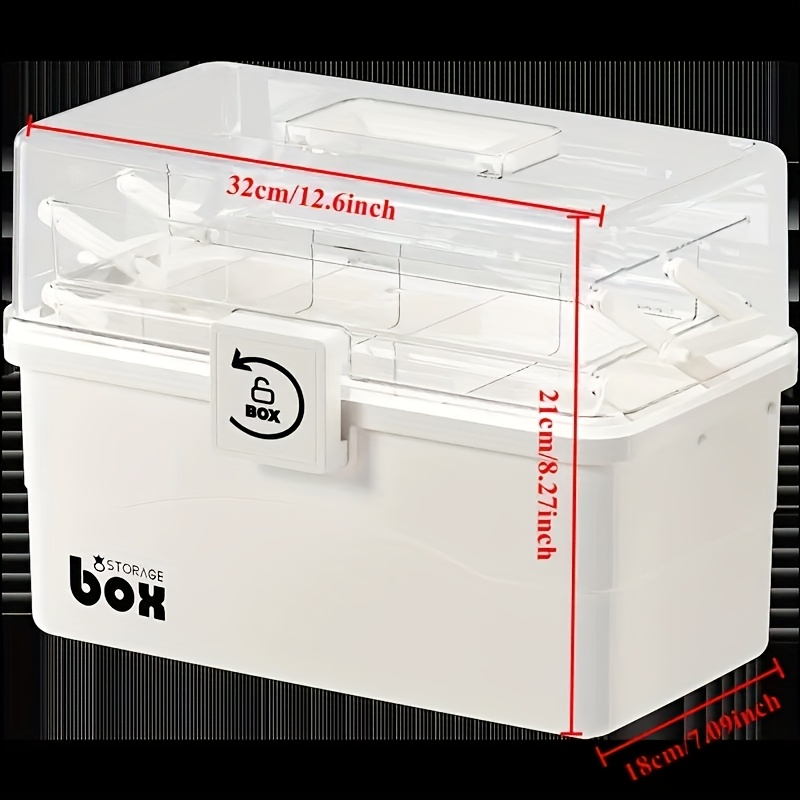 Image of Large Capacity Lidded Storage Box, 3-tier Storage Organizer With Handles, Multi- Layered Classification For Home, Travel & Outdoor Use, Durable Transparent Plastic, Portable &
