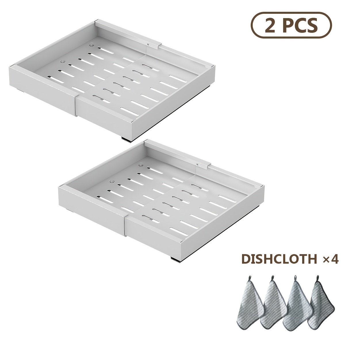 Heavy-duty Expandable Pull Out Cabinet Organizer, With 3 Silent Rails, Adjustable Width(12.2in-20.47in), Suitable For Kitchen Cabinets, Cabinet Pull-out Shelves
