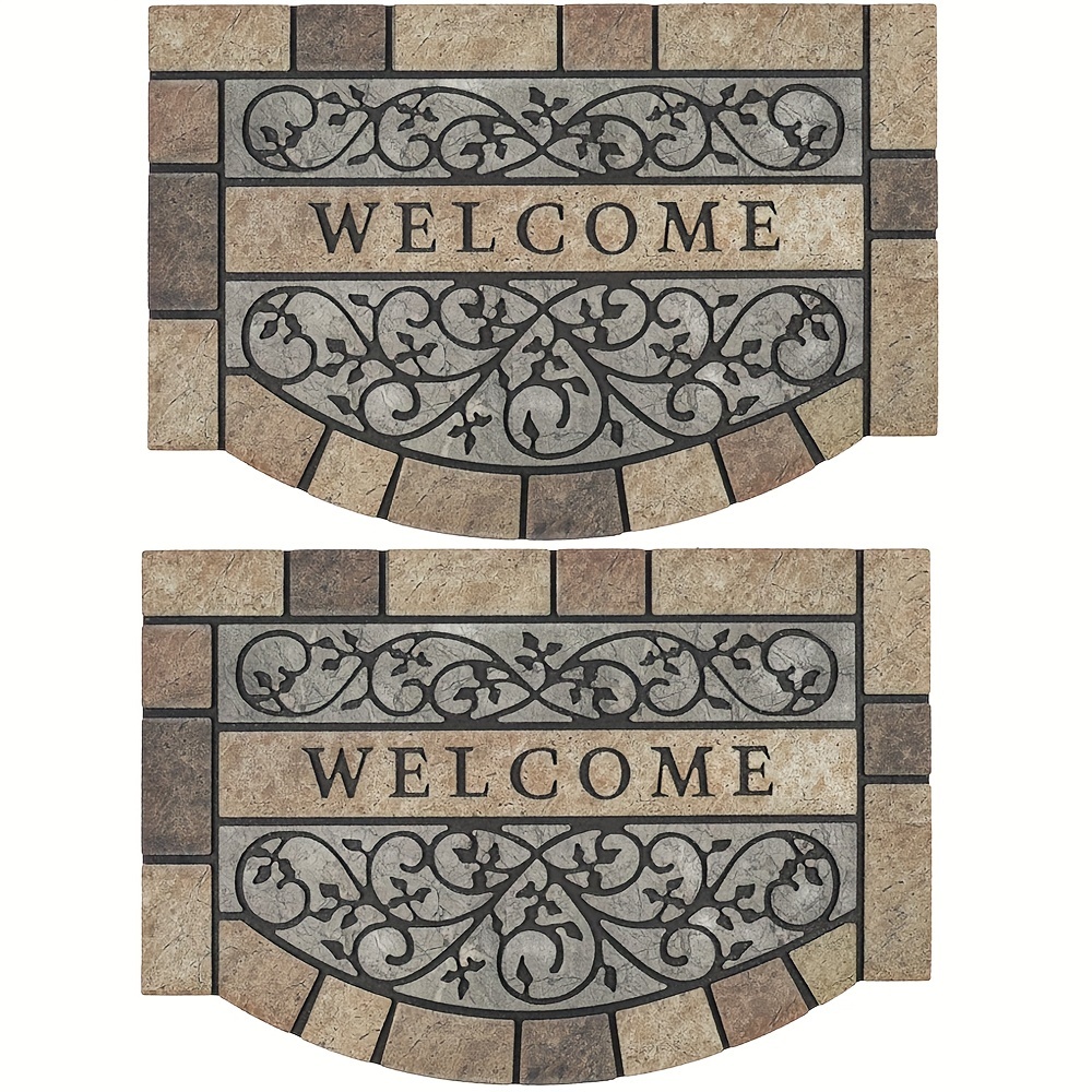 

2 Pcs Durable Welcome Door Mats Outdoor, 28"x17" Heavy-duty Welcome Matt Outdoor For Front Door With Non-slip Rubber Backing For Front Door High Traffic Area