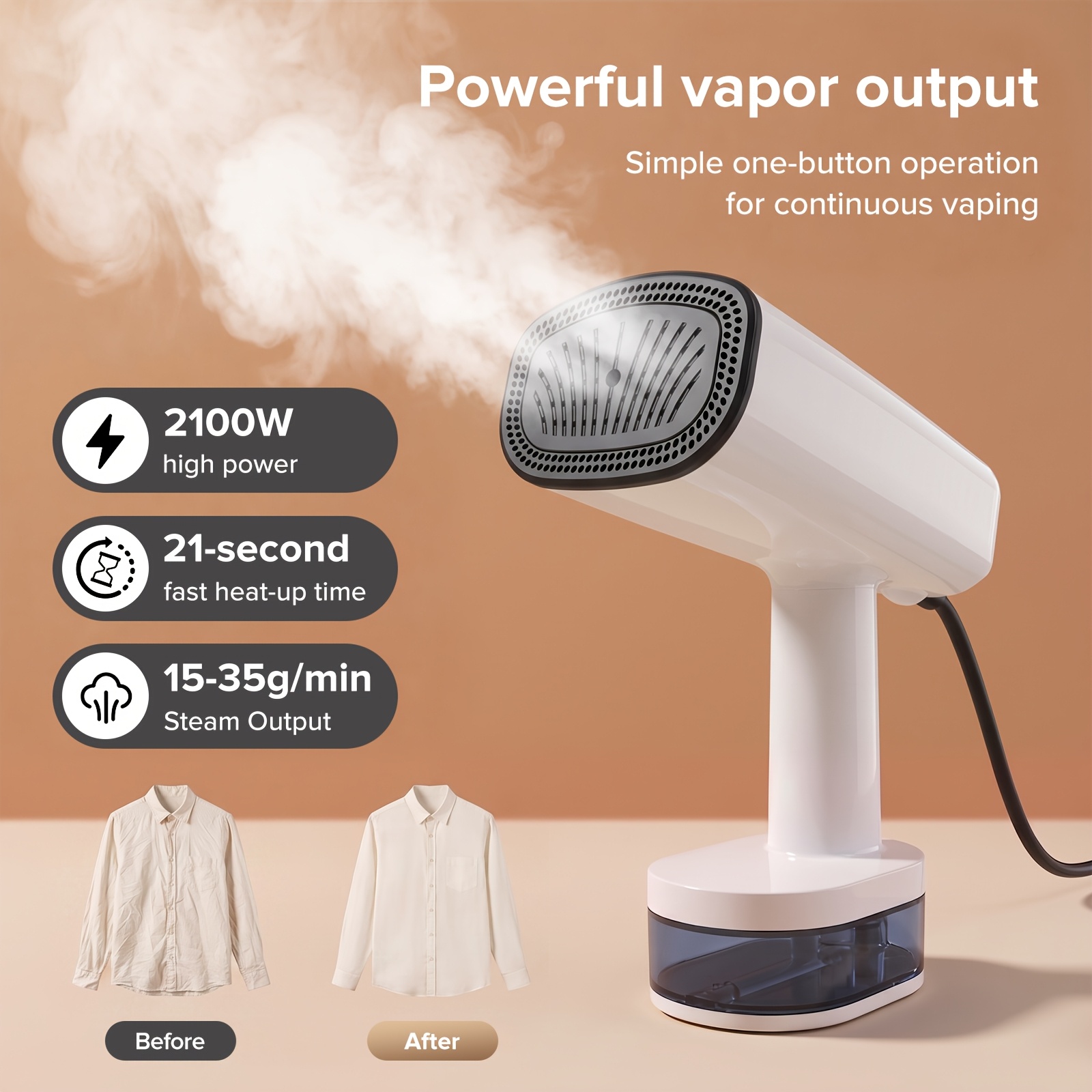 TEMU Nettoyeur vapeur sous vide Lubluelu pour vêtements, défroisseur vapeur portable 7000Pa | vapeur et sec 2-en-1, écran LED, défroisseur vapeur