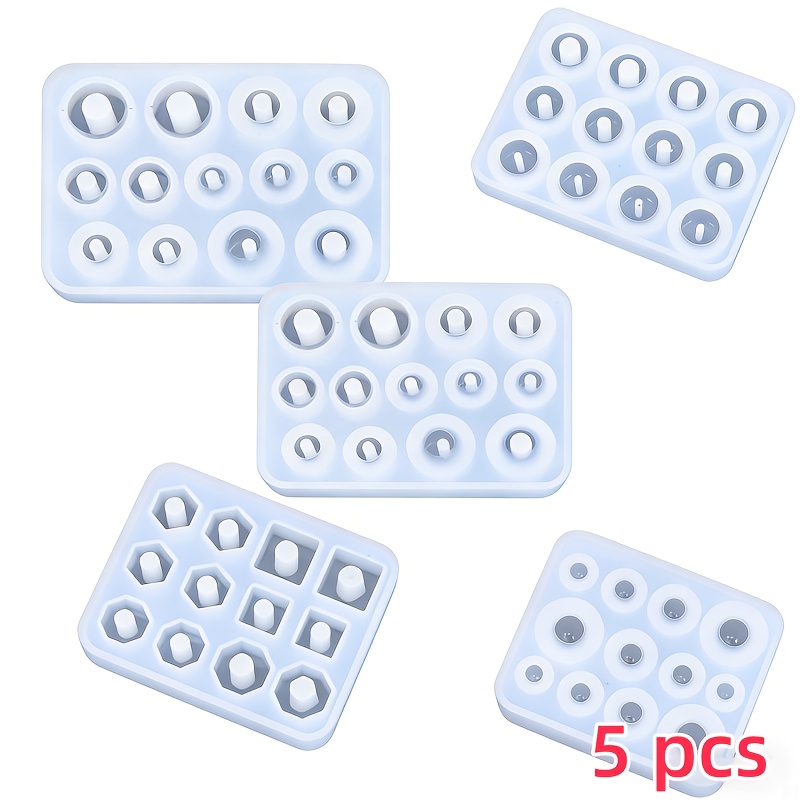 E-shop 5-teiliges Set aus Silikonformen mit perforierten kugelförmigen Perlen, quadratischen, , polygonalen zylindrischen Ohrring-Formen, für
