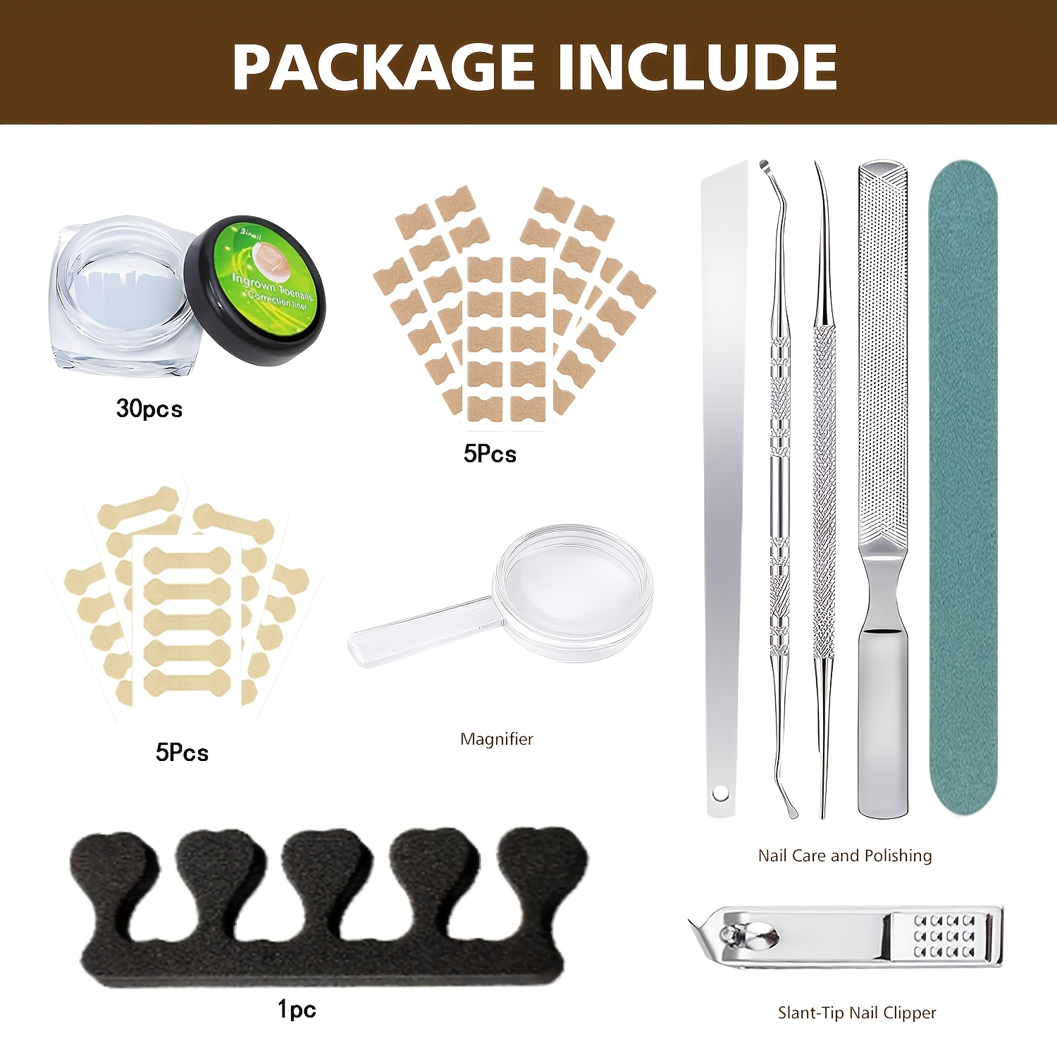 Stainless Steel Pedicure Kit with Nail Art Tools