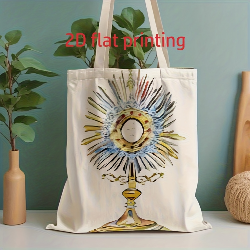 TEMU 1 ud. Bolso tote 2D con impresión para , con rueda de luz eucarística, bolso de con de religiosa, bolso de gran capacidad, bolso de compras,