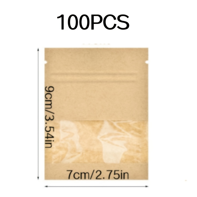 TEMU 100 Petits Enveloppes de Graines Refermables, Mini Sacs avec Fenêtre, Sacs de 2.7"X3.5" Refermables, Petits Entreprises pour Sachets