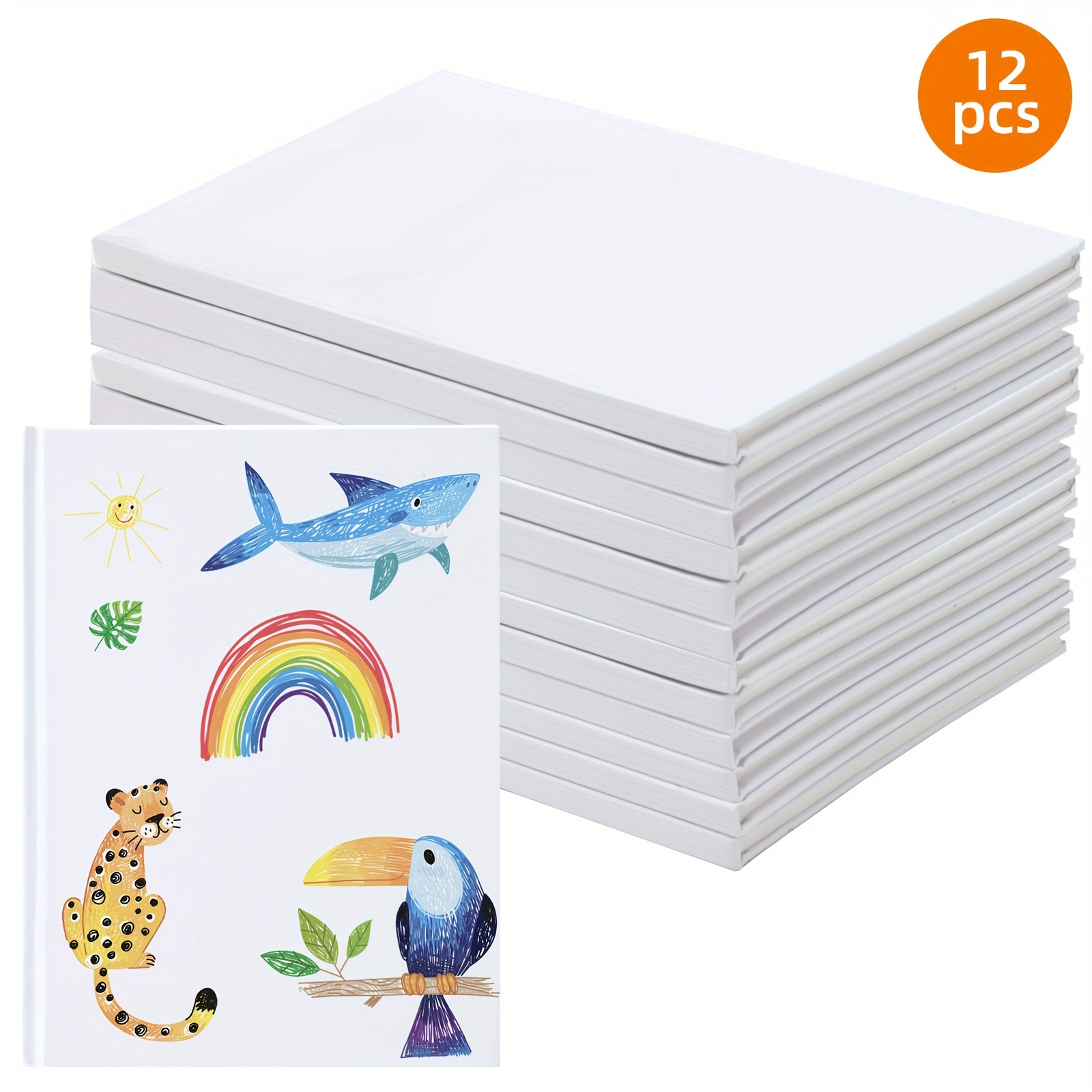 

12 Pack White Hardcover Blank Book, 40 Pages Hardcover Blank Book To Write Stories Draw Sketch, Unlined Thick Perforated Pages, 6x8 Inch