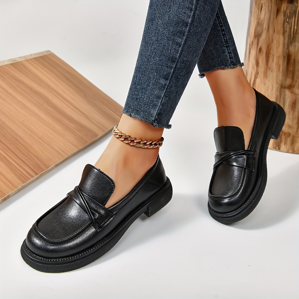 

Women's Solid Color Loafers, Fashion Preppy Style Dress Shoes, Women's Comfortable Shoes