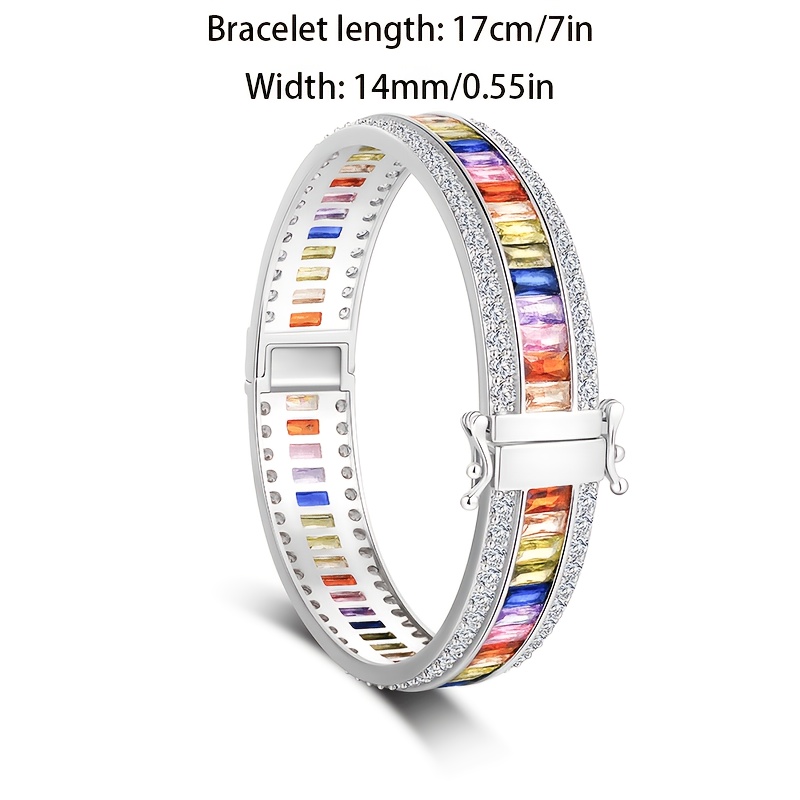 Image of 925 Silvery, Women's Bracelet, Silvery, Open-ended Design For , Elegant And , Vibrant Colors, Wear, Parties, Valentine's Day, And Mother's Day; Exquisite Gift Box