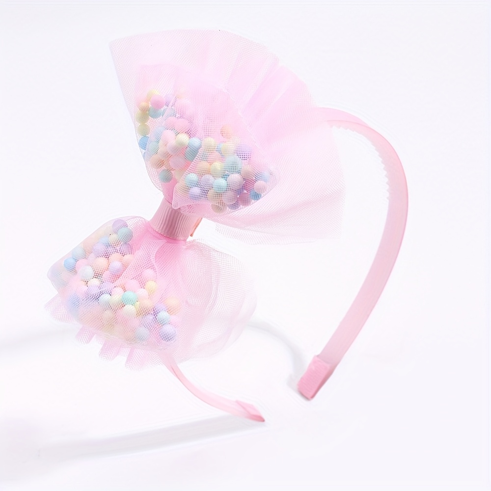 1pc Elegant Bow Hairband With Foam Balls For Mesh Bow Headband Perfect For Parties & Performances Stylish Hair Additions For Gifts