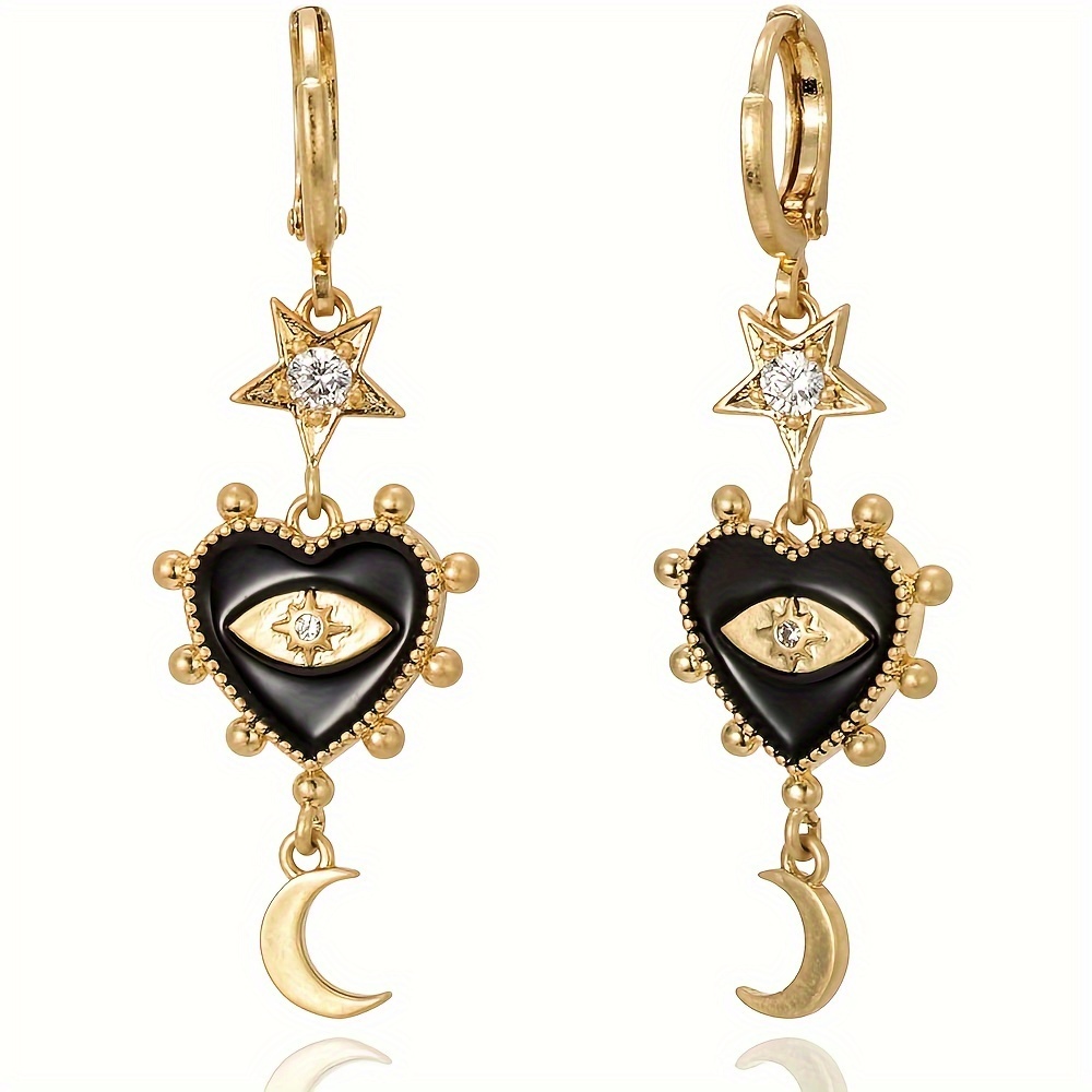 

1pair Gothic Vintage Eye Pendant Long Drop Earrings For Women Luxury Dangle Cool Party Jewelry Gift