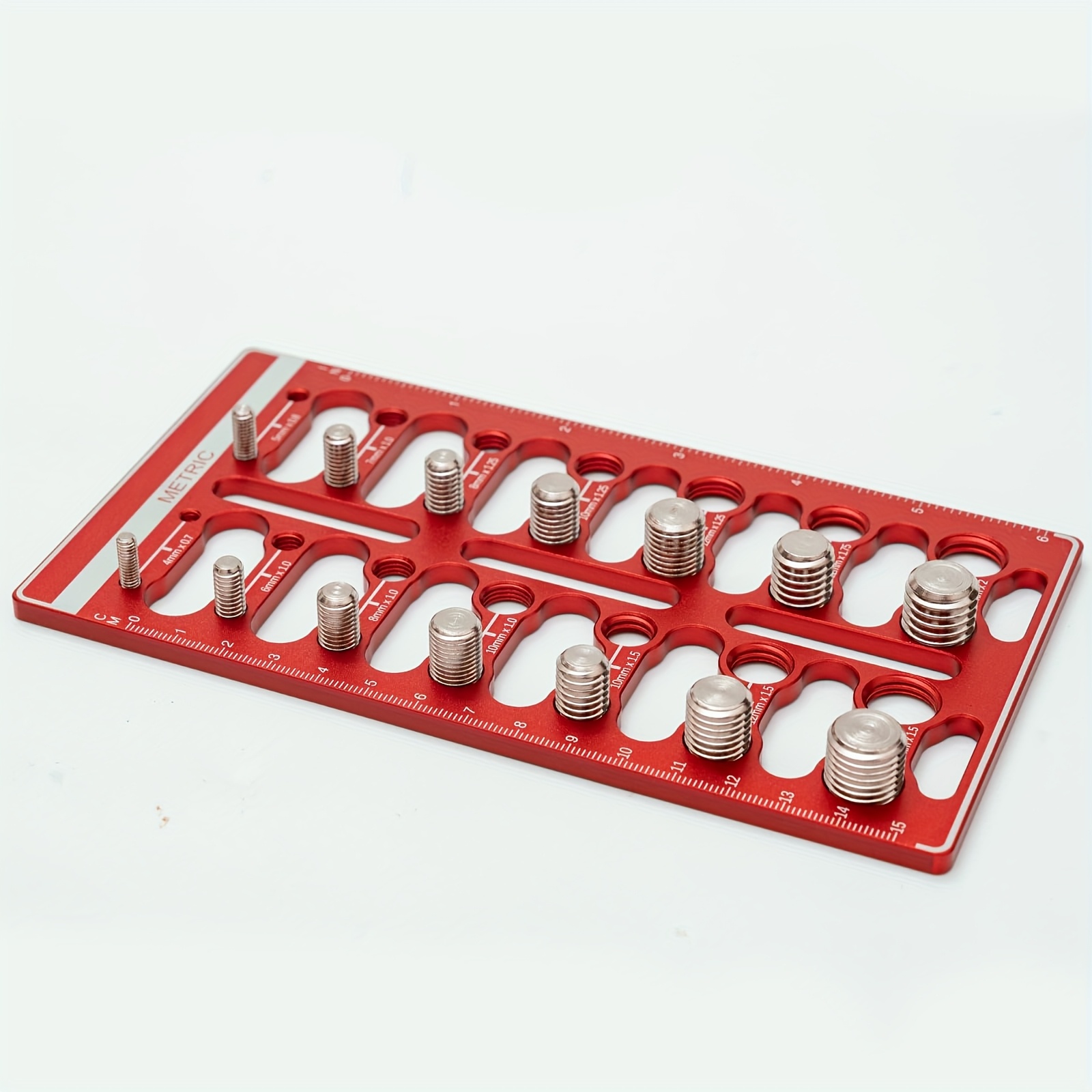 dual   metric nut bolt thread gauge checker with rulers precision measuring tool for fastener dimensions thread size inspection durable industrial use organized layout quality material