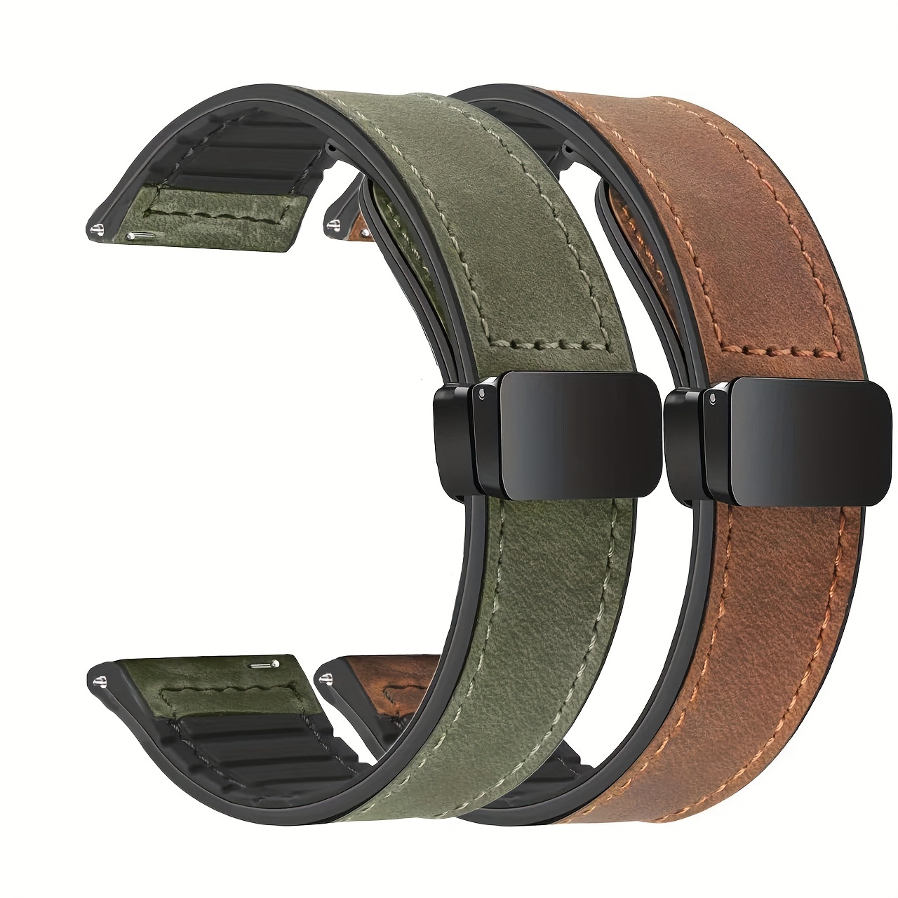 

22mm 20mm Faux Leather Silicone Bands Compatible With Samsung Galaxy Watch 6/5/4/3, For , Xiaomi Watch, , Smart Watch Strap