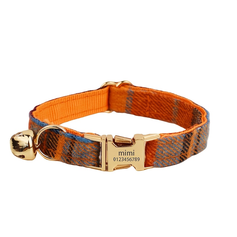 TEMU Personalized Pet Collars With Engraved Phone Number & Name, Anti-lost Collars, Cute Bell Collars, Adjustable Polyester Pet Id Collars, Series