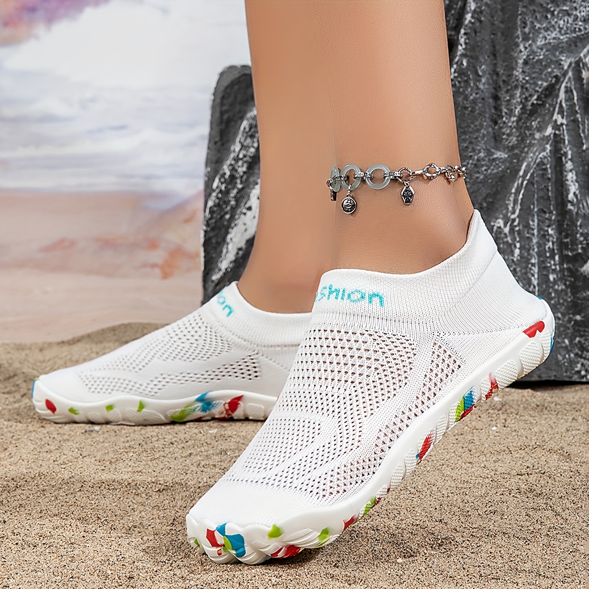 unisex quick   shoes lightweight breathable outdoor shoes with non slip eva sole for beach hiking fishing stream walking spring summer lightweight design high   beach footwear perforated fabric upper  