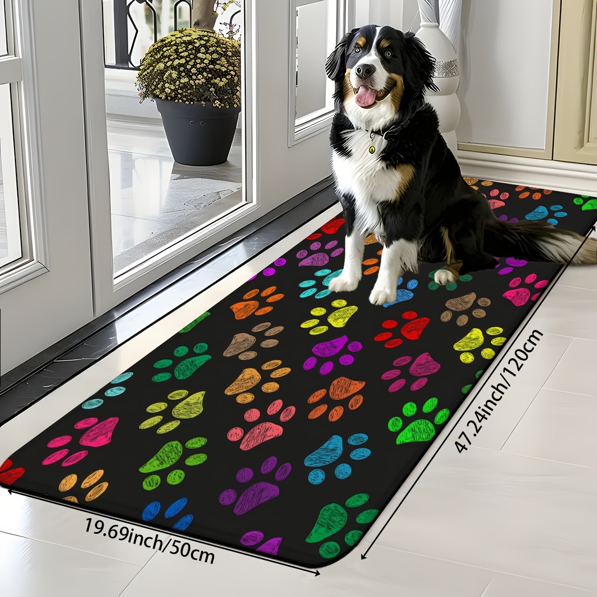 TEMU 1pz Tappetino per Animali Domestici con di Colorate, Antiscivolo e Assorbente Lavabile in Macchina �� come Sottotazza o Impermeabilizzata.