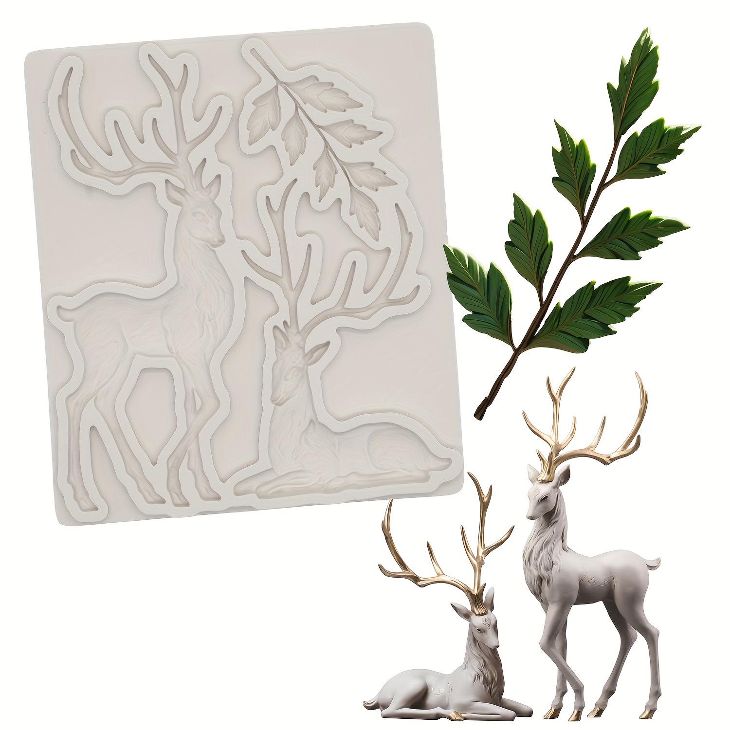 Christmas Deer Silicone Mold Chocolate Fondant Cake Mold, Holiday Diy Resin Clay Decor Tools