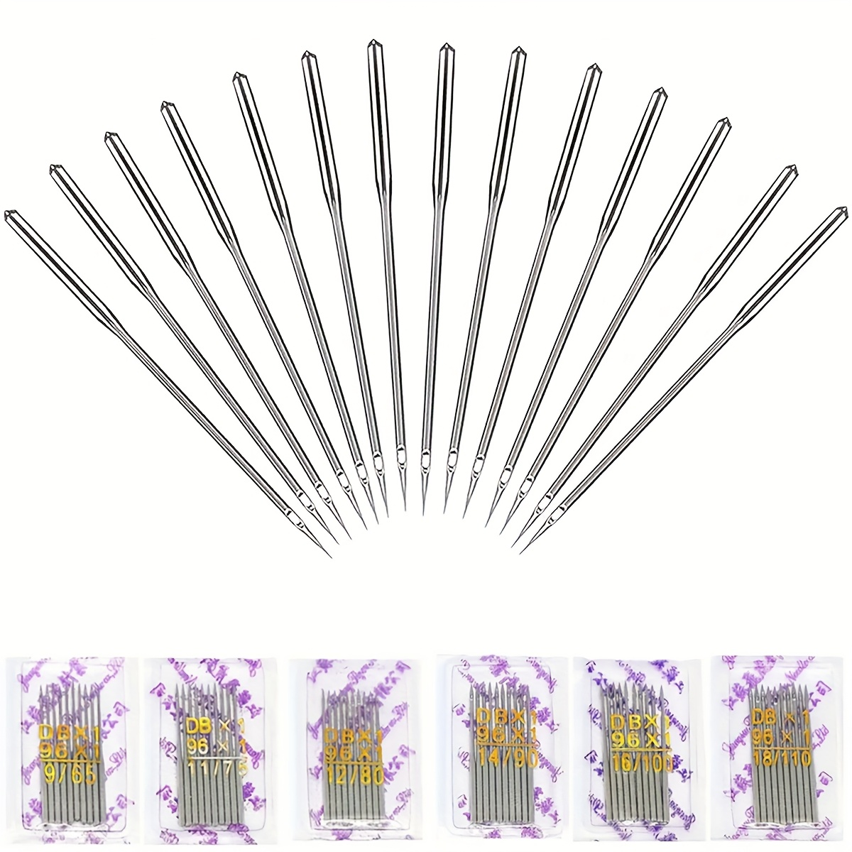 

10- DB Aiguilles de à coudre industrielles, aiguilles à coudre plates à ronde universelles machines à broder électriques et informatisées, métalliques durables