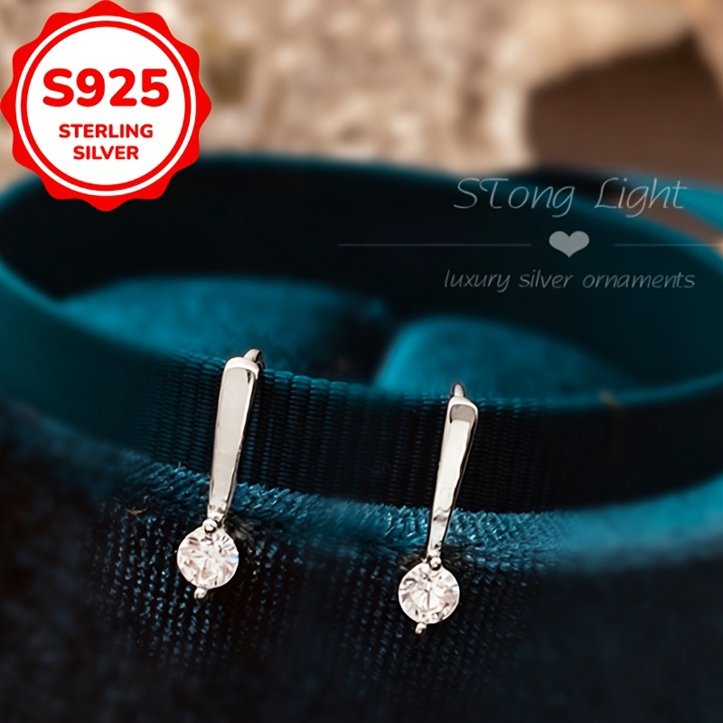 Women's S925 Silver Minimalist Straight Hook Stud Earrings