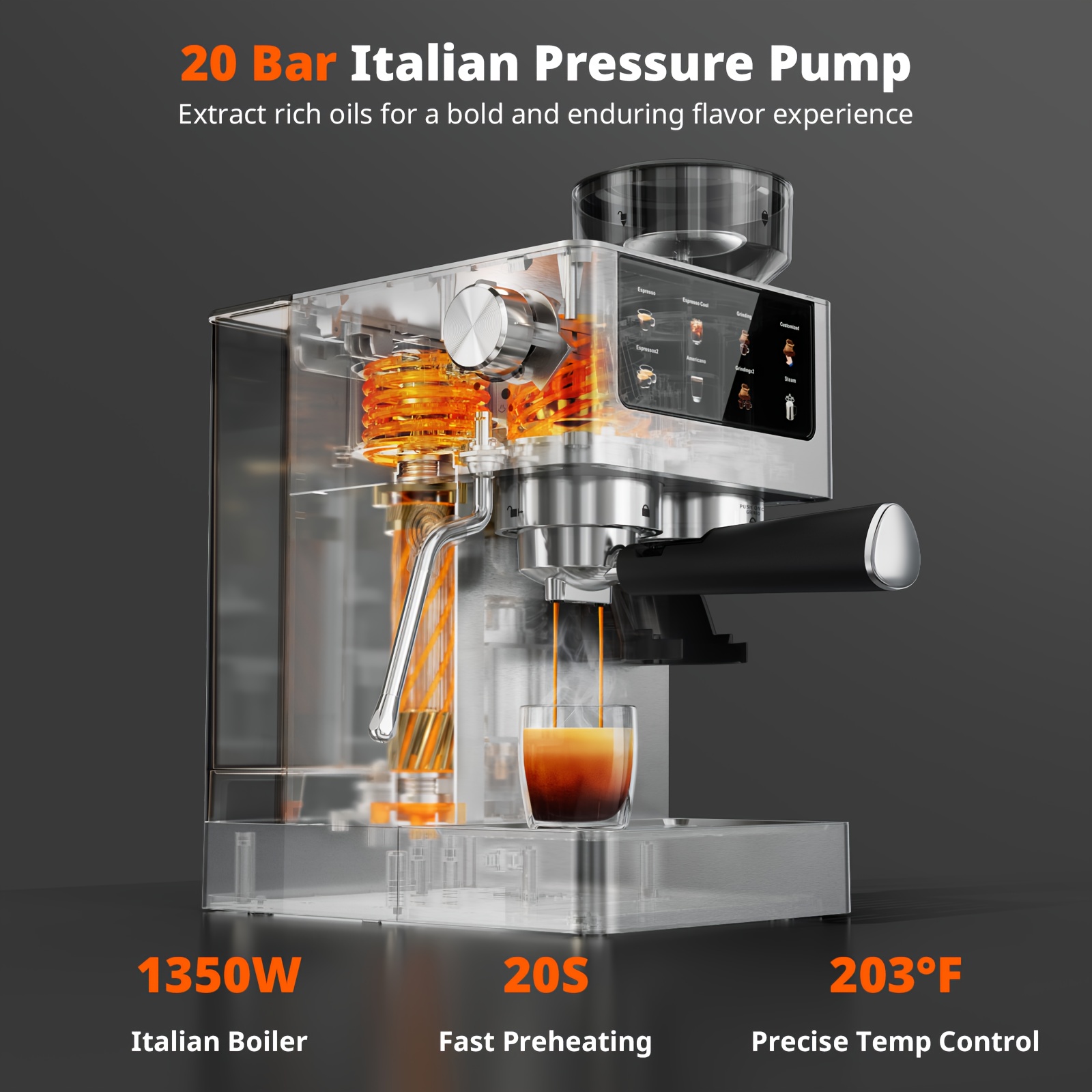 Italiaanse espressomachine van 20 bar
