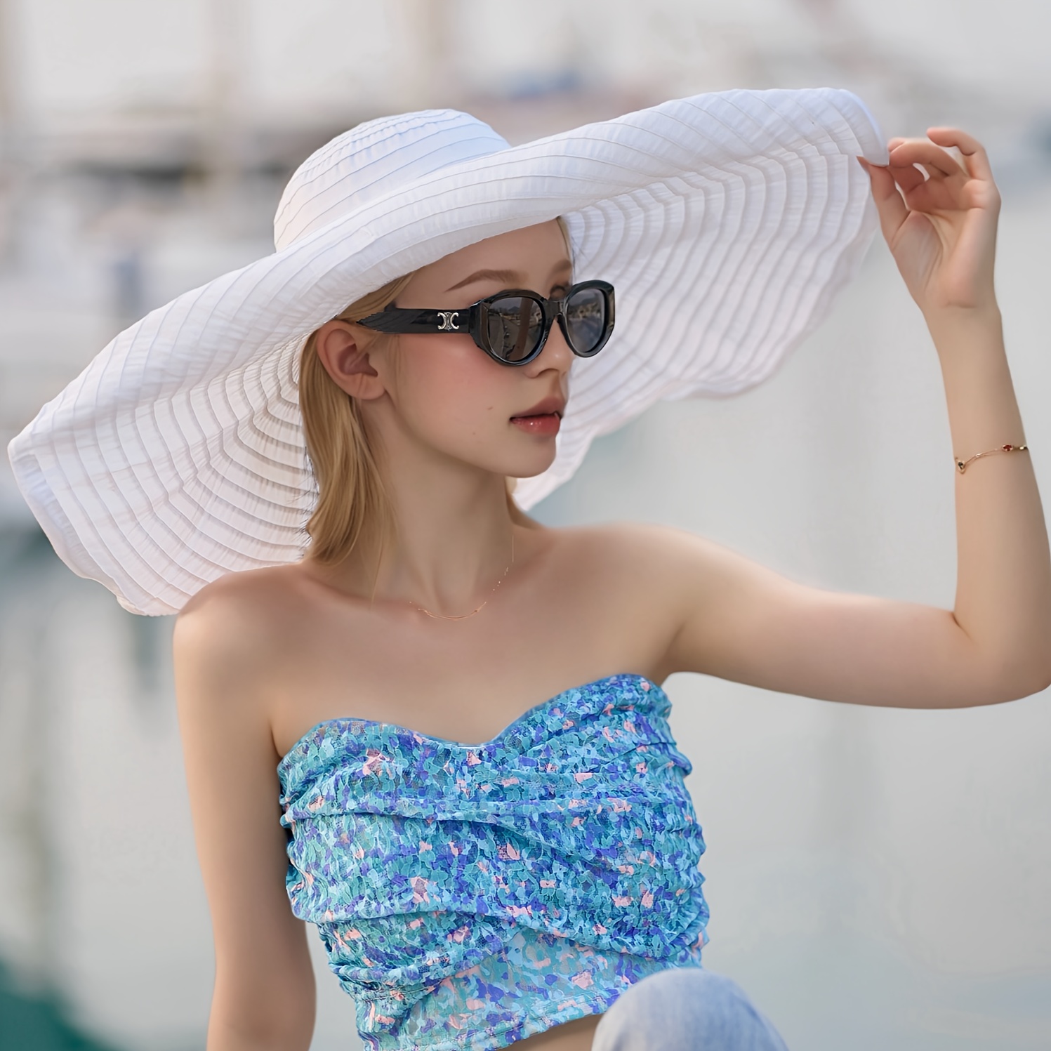 Womens Summer 2025 Covering Wide Brim Sun Hat Beach