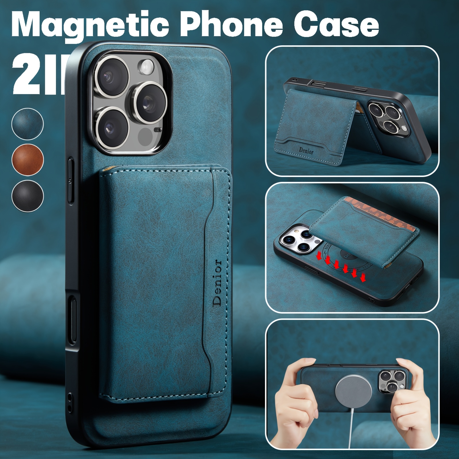 

Compatible With Iphone 15 Phone Case With Card Slot, Magsafe Detachable Case For 14 Pro Max.