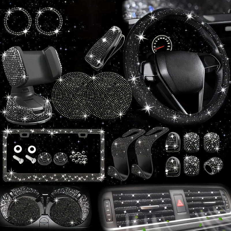 26pcs of diamond-encrusted interior car accessories