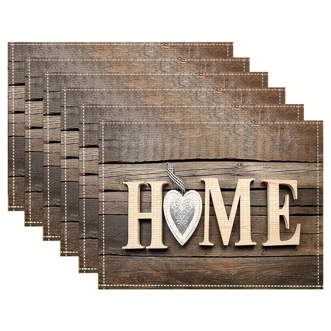 Wood Grain Love Letter Placemats For Dining Table Kitchen Decor_voghion.com