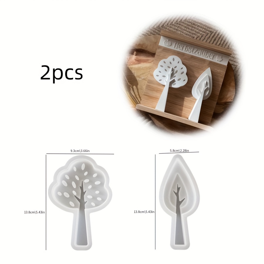 Diy Resin Mold 2pcs Tree Candle Ornament Mold Home Decoration Table Small Tree Leaves Candle Drip Glue Gypsum Silicone Mold