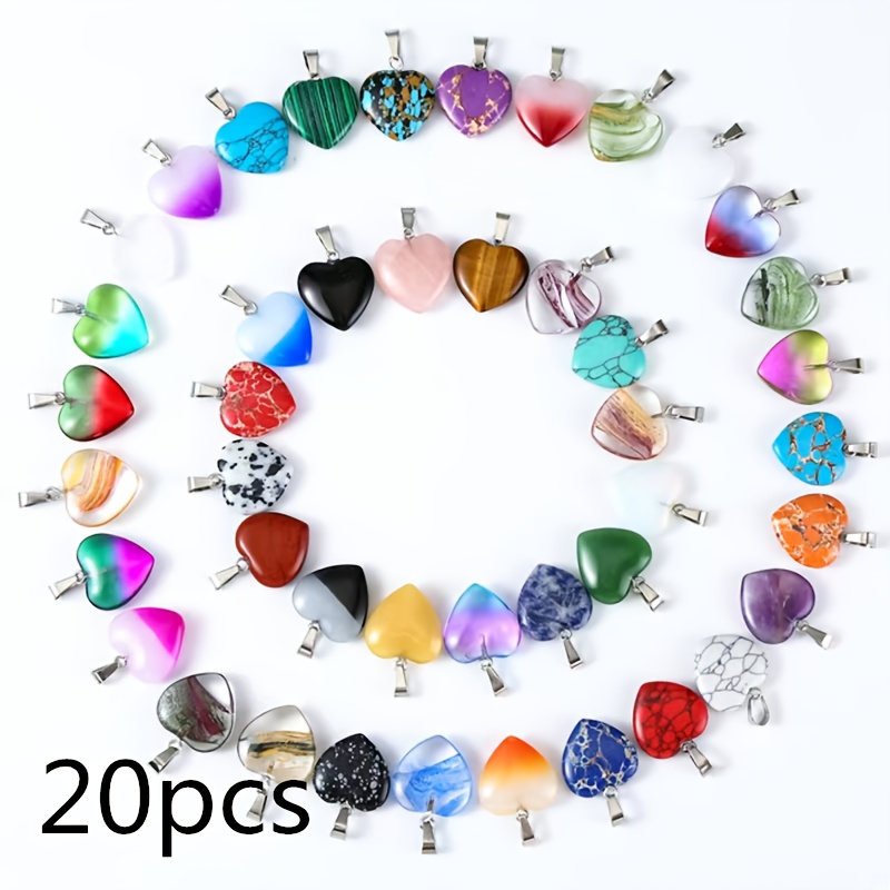 TEMU 20 piezas de dijes de de piedras preciosas con forma de , colores surtidos, ideales para hacer joyas, manualidades, ideas de regalos