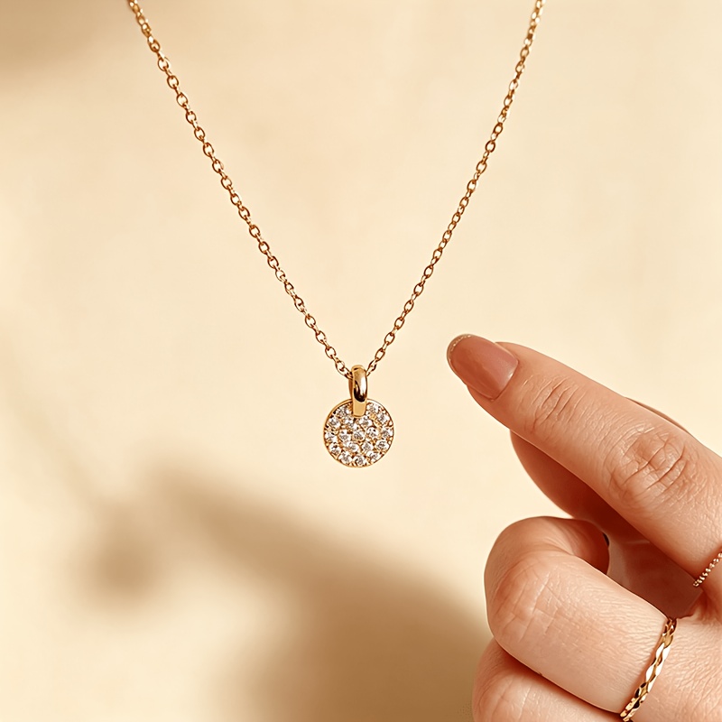 Women's 925 Silver Light Luxury Round Plate Necklace
