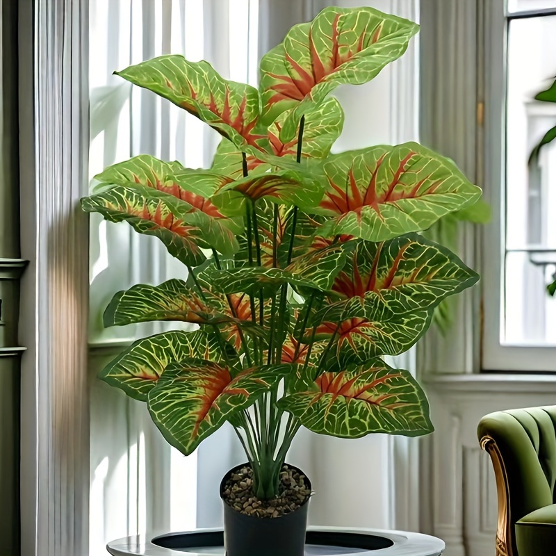 

Elegant Large Artificial Greenery In Decorative Pot - , Wedding Accent, And Seasonal Holiday Decor - Plant With Vibrant Red-orange Leaves For Living Room Display, Garden Decorations