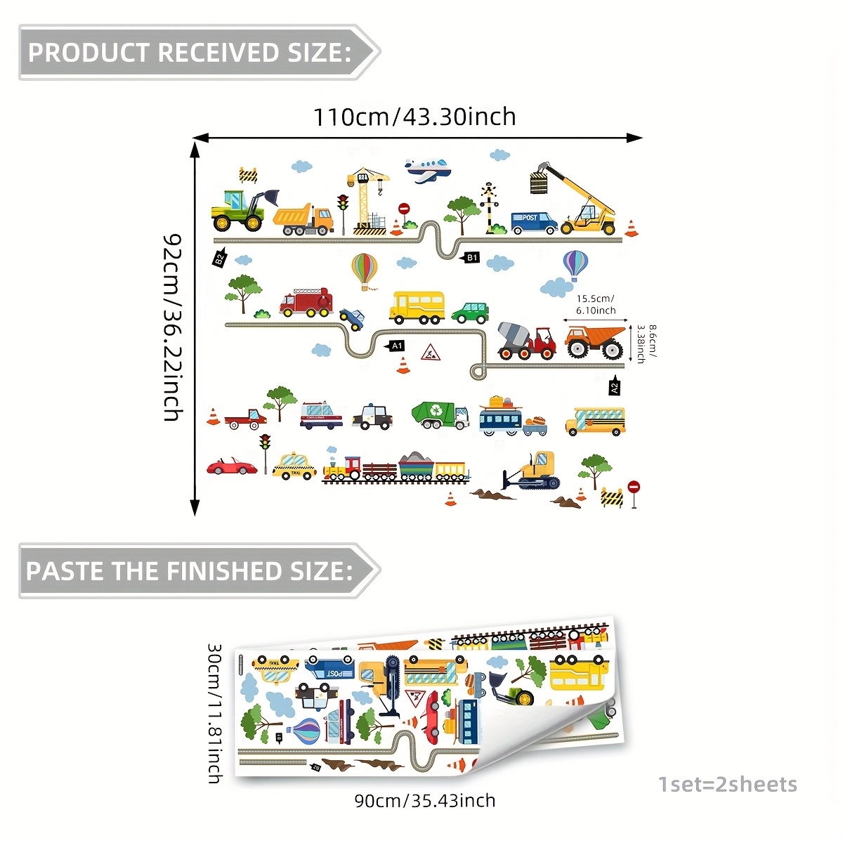 Image of A Set Of 2 Vehicle Wall Stickers For Decorating Bedroom And Living Room Backgrounds, Self-adhesive Ms6492-zy
