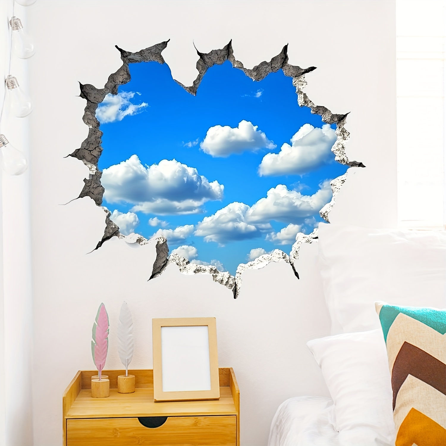 2pcs 3d Effect Home Stickers - Modern Geometric Space Theme Self-adhesive Self-sticker For Artist Home, Kitchen Ceiling, Bedroom, Living Room Decoration, Wall Decor