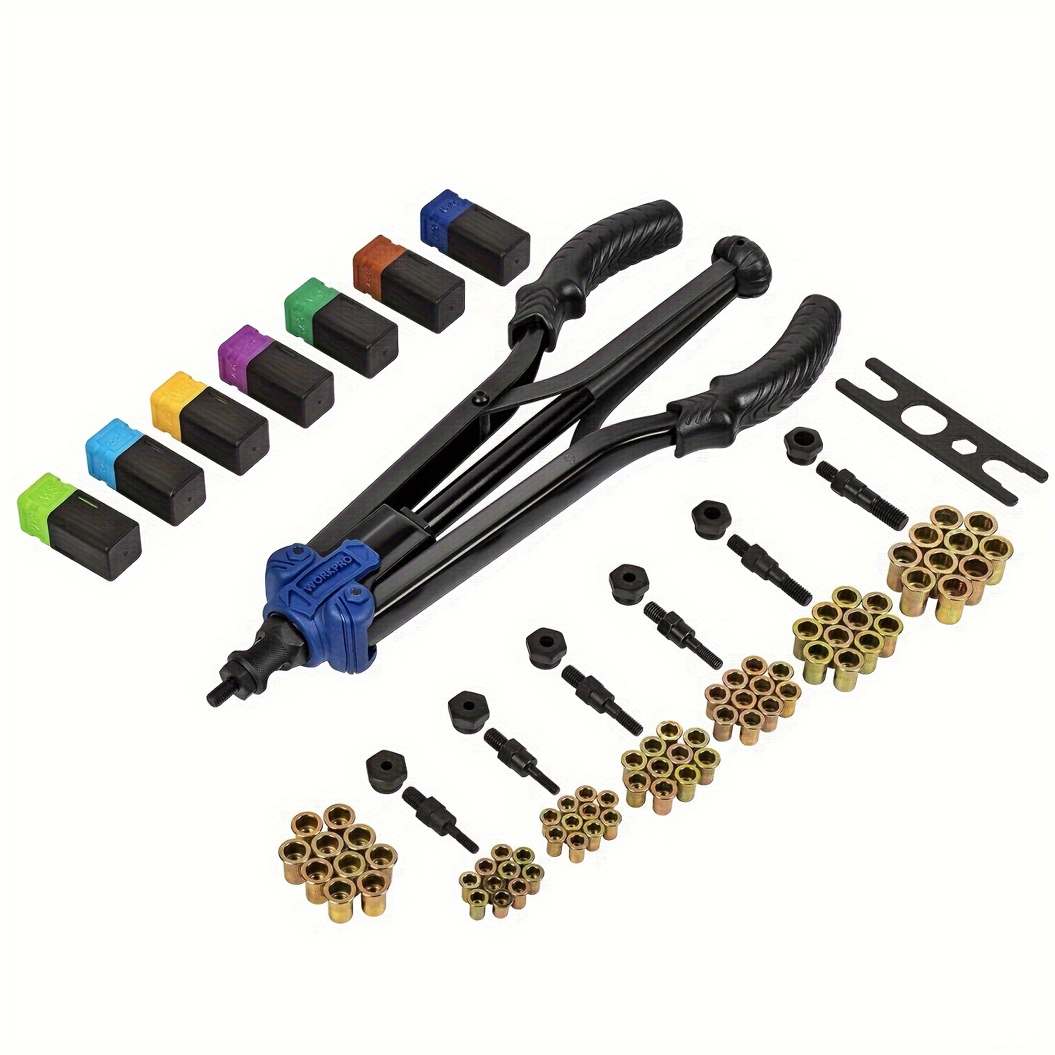 

Rivet Nut Kit - Workpro 15" Hand Rivet Nut Setter Kit - 79-piece High Rivet Nut Tool With Metric & Sae Mandrels And Nuts