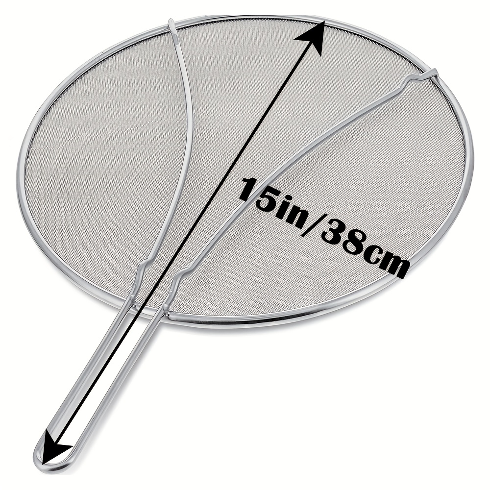 TEMU Stainless Steel Oil Strainer Spoon With Support Legs - 13" Fine Mesh Oil Splash Guard For Frying Pans & Cooking Pots, Food-safe Kitchen Tool For