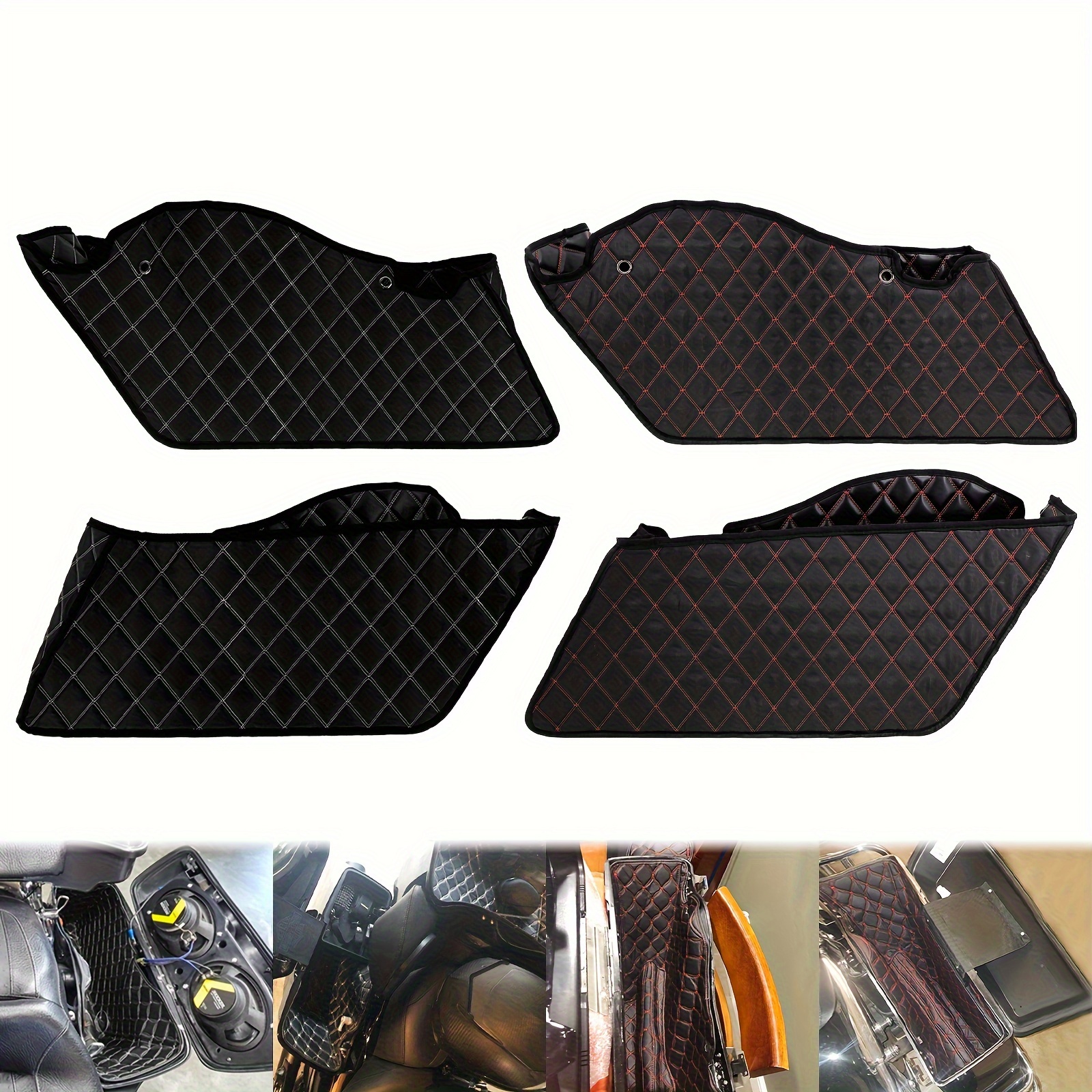 

Extended Bags Inserts Non Stretched Non Tapered Saddlebag Liner White Red Stiching Fit For Harley For Touring For Electra Glide For Street Glide For Road Glide For Road King 2014-2023