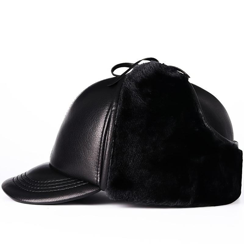 Genuine Sheepskin Winter Hat with Flip-Up Ear Flaps & Neck Gaiter