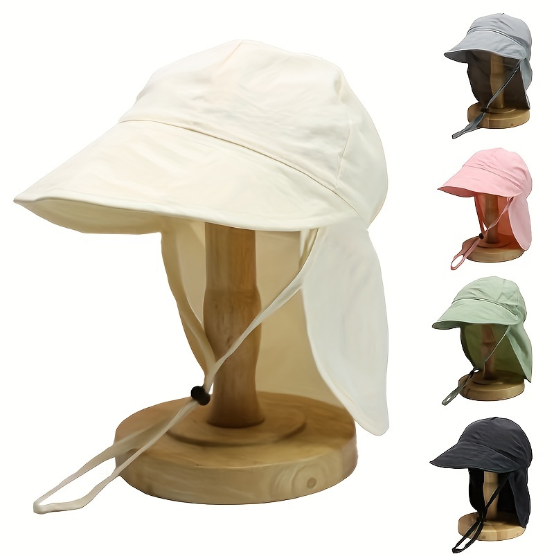 

Kids Sun Protection Bucket Hat With Shoulder Cape, Acrylic, Hand Washable, Toggle Closure, Climbing Ready, Birthday Theme, Packable Design, Woven Fabric, Ages 3-14