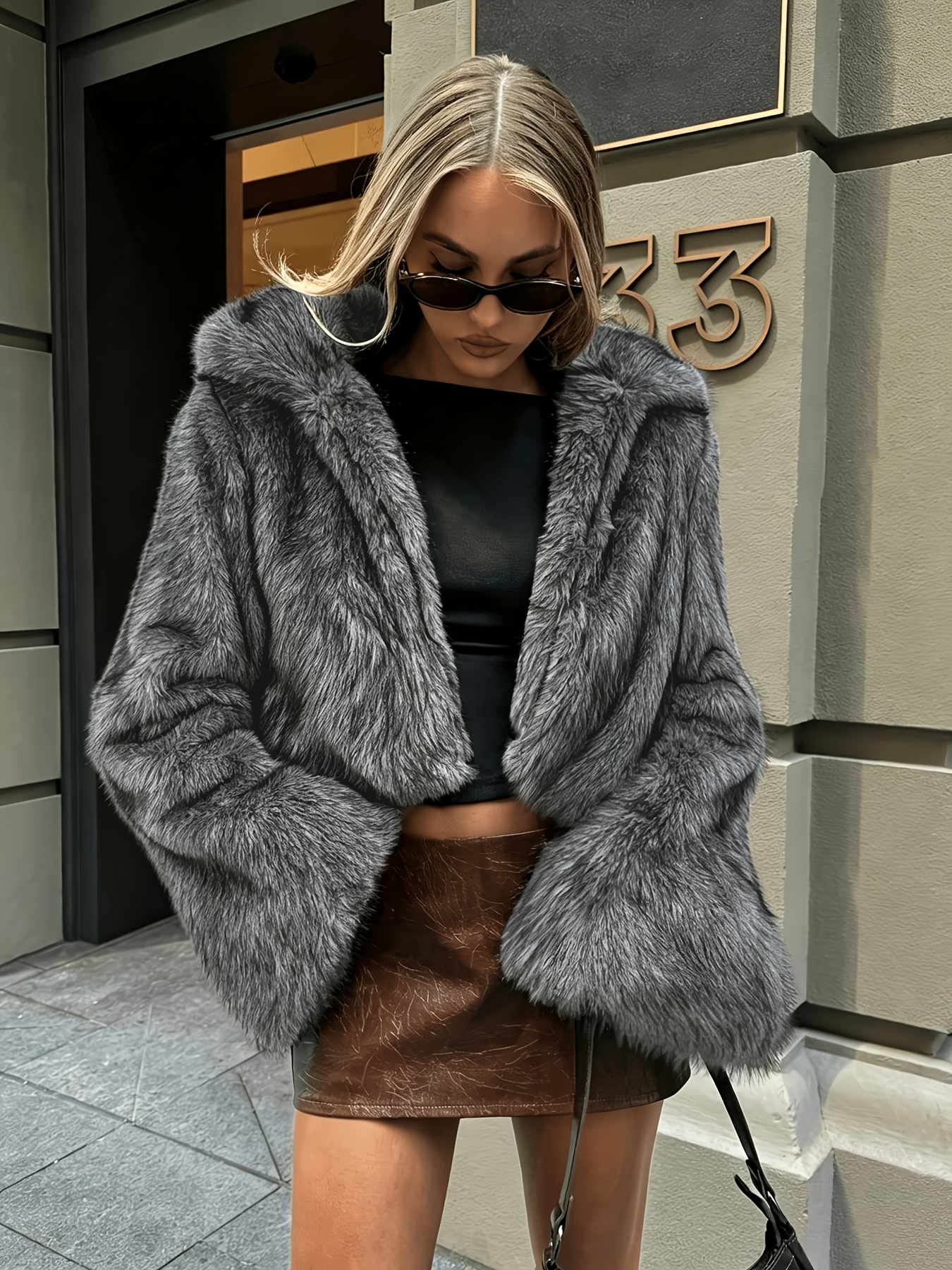 Artikelbild winter damen winterbekleidung retro street  -open plüsch große     mantel winter damenbekleidung wintermantel
